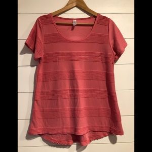 Lularoe Sm M Coral Striped Classic Tee